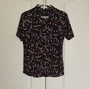 Height & Ashbury Studio Men's Cotton Button-Down Short Sleeves Shirt Small Red